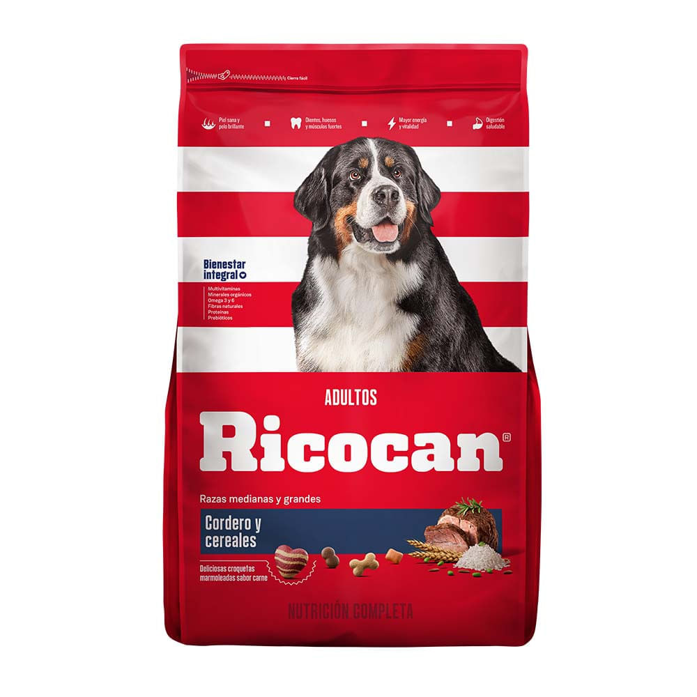 Alimento para Perro RICOCAN Adultos Medianos y Grandes Sabor Cordero y Cereales Bolsa 15Kg