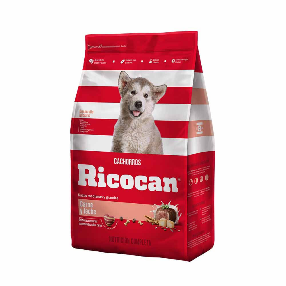 Alimento para Perro RICOCAN Cachorro Medianos y Grandes Sabor Carne y Leche Bolsa 15Kg