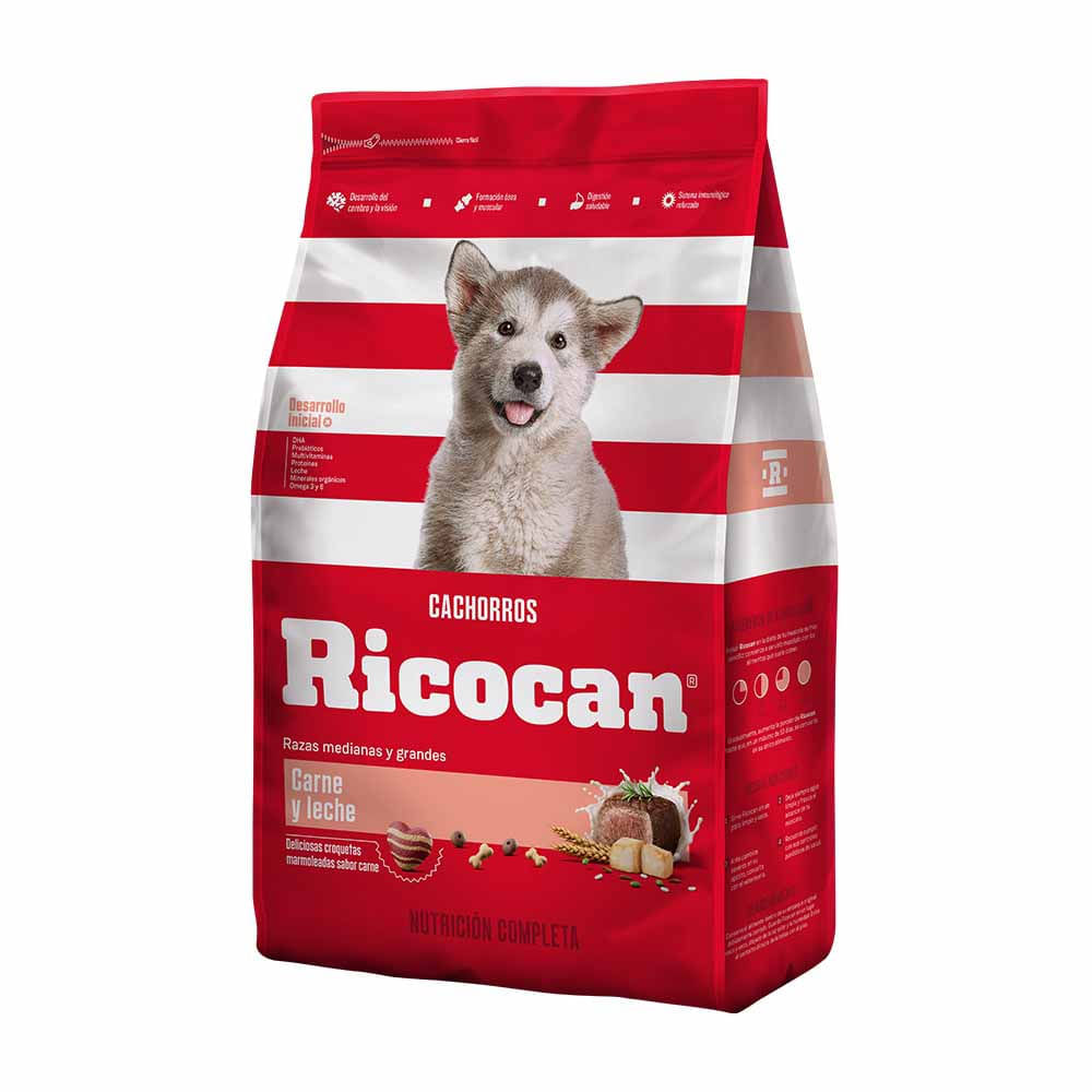 Alimento para Perro RICOCAN Cachorro Medianos y Grandes Sabor Carne y Leche Bolsa 3Kg
