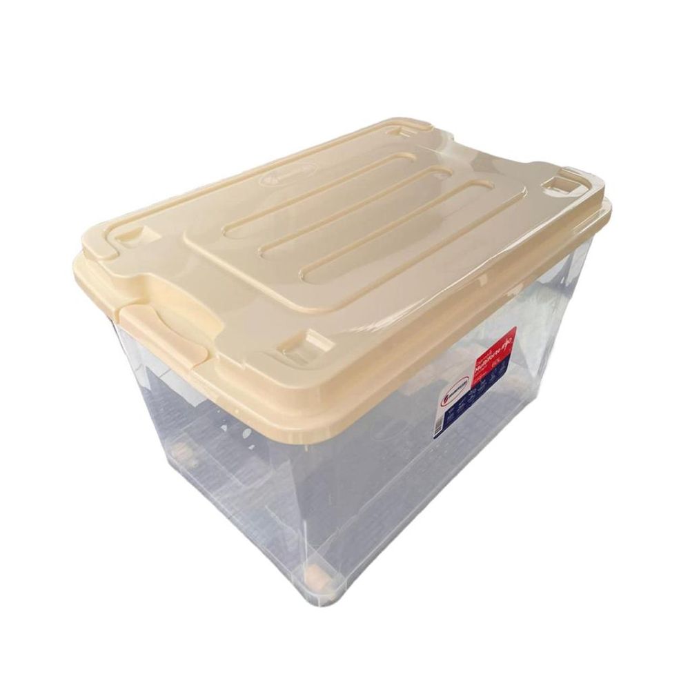 Caja Organizadora Móvil Multiforte de 60 LT con Tapa crema - Cuerpo transparente