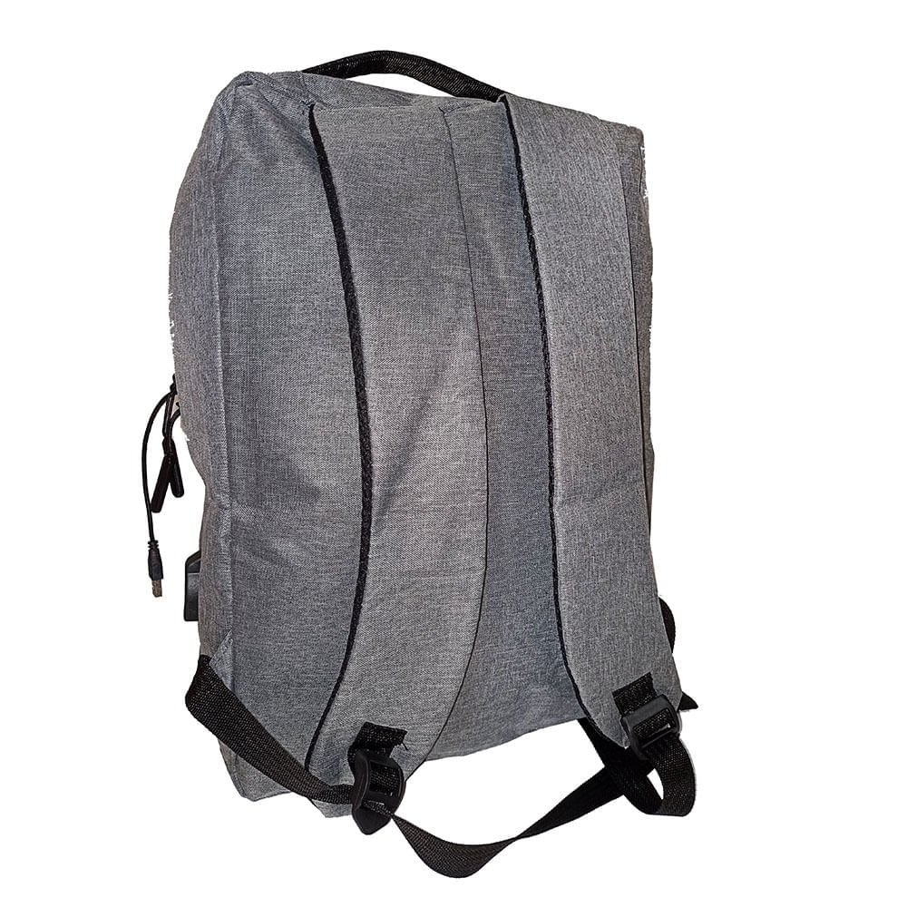 Mochila Antirobo Multiuso Conector Usb Porta Laptop o Celular Gris