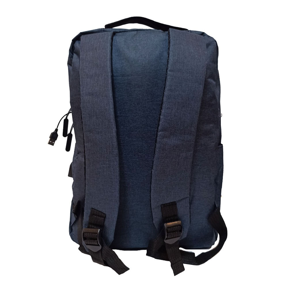 Mochila Antirobo Multiuso Conector Usb Porta Laptop o Celular Azul