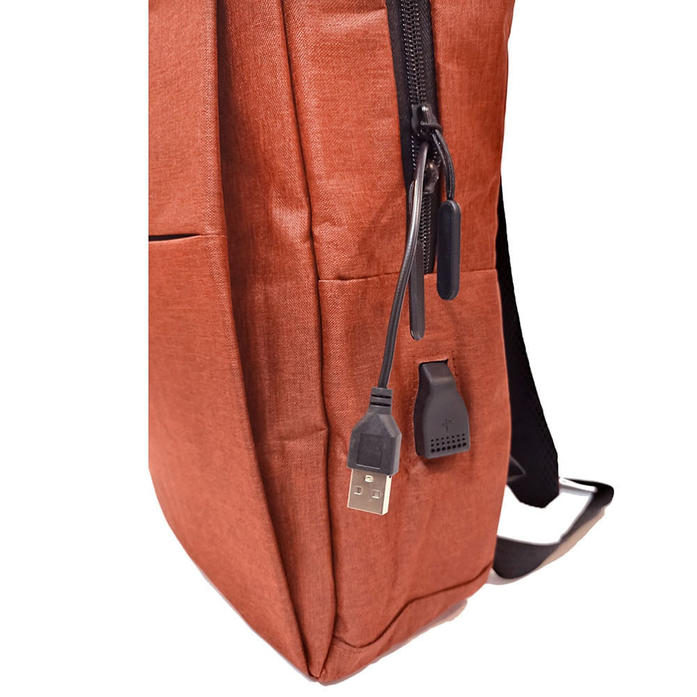 Mochila Antirobo Multiuso Conector Usb Porta Laptop o Celular Rojo