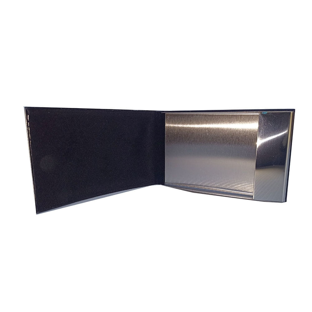 Tarjetero de Acero con Cuerina y Cierre Imantado Negro