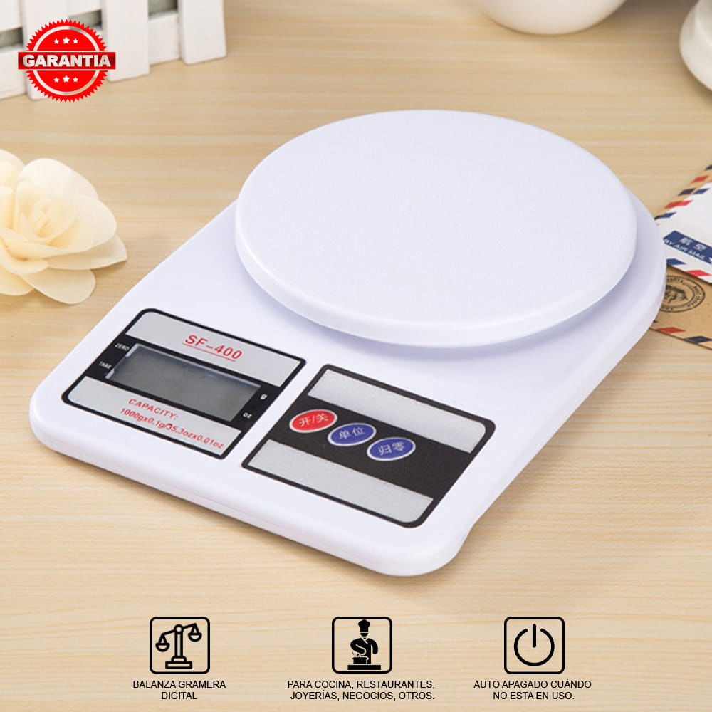 Bascula Digital Cocina Basculas Cocina Gramera 10 Kg Digital Capacidad  máxima 10 g Color Blanco