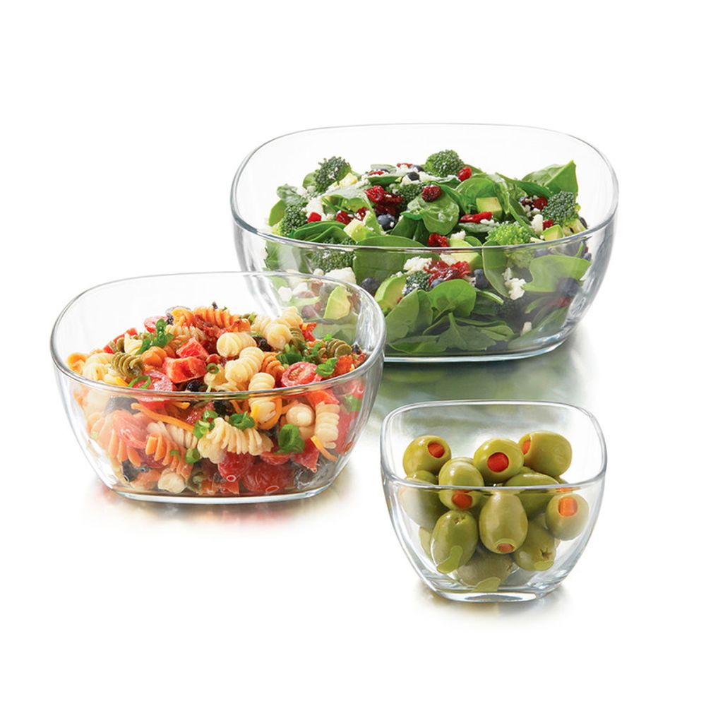 Juego de Tazones Anidados de Vidrio Libbey Serve It (3 Piezas)