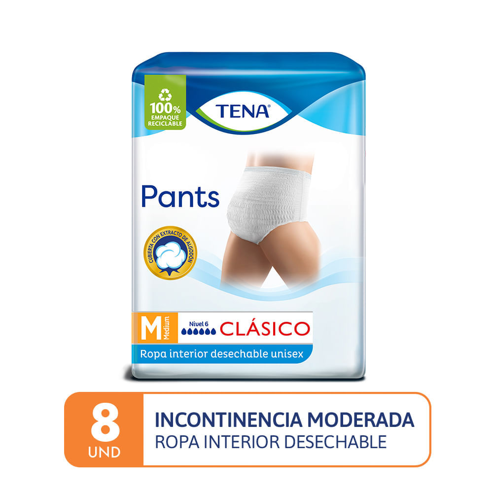 Ropa interior desechable adultos Tena Pants Clásico M 8un | Knasta Perú