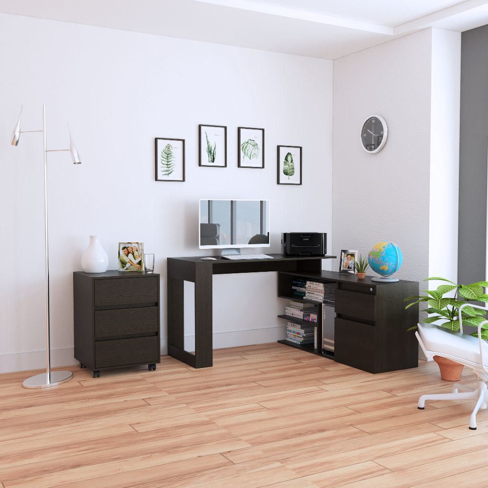 Combo Office 11 Escritorio + Archivador - Wengue