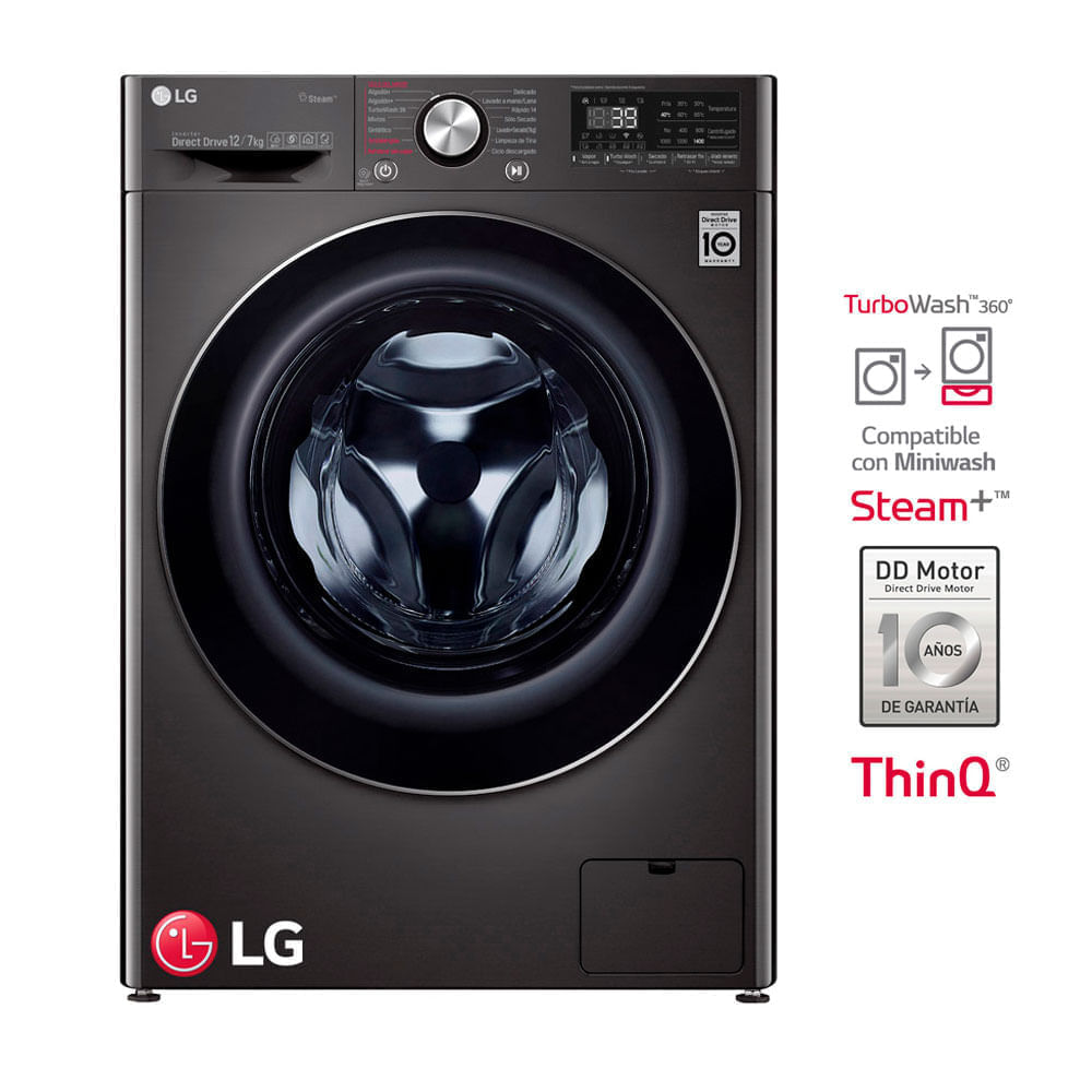 Lavaseca LG Negro Modelo WD12BVC2S6C de 12/7kg con AI DD Inteligencia Artificial