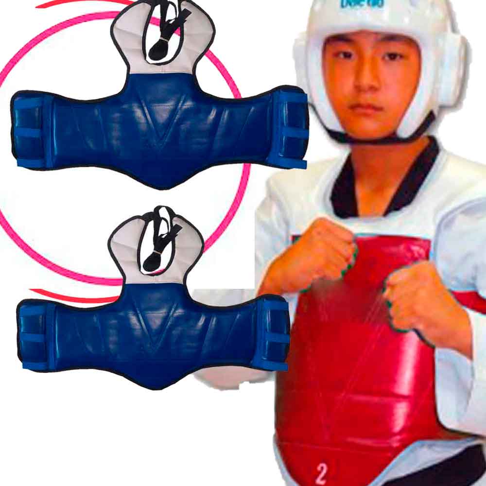 Escudo de Pecho Taekwondo Dhark Reversible Rojo y Azulino Talla 3 ...