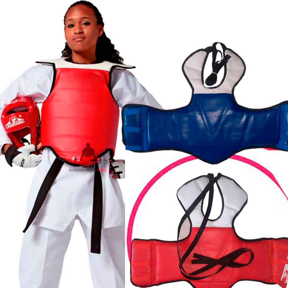 Escudo de Pecho Taekwondo Dhark Reversible Rojo y Azulino Talla 4 ...