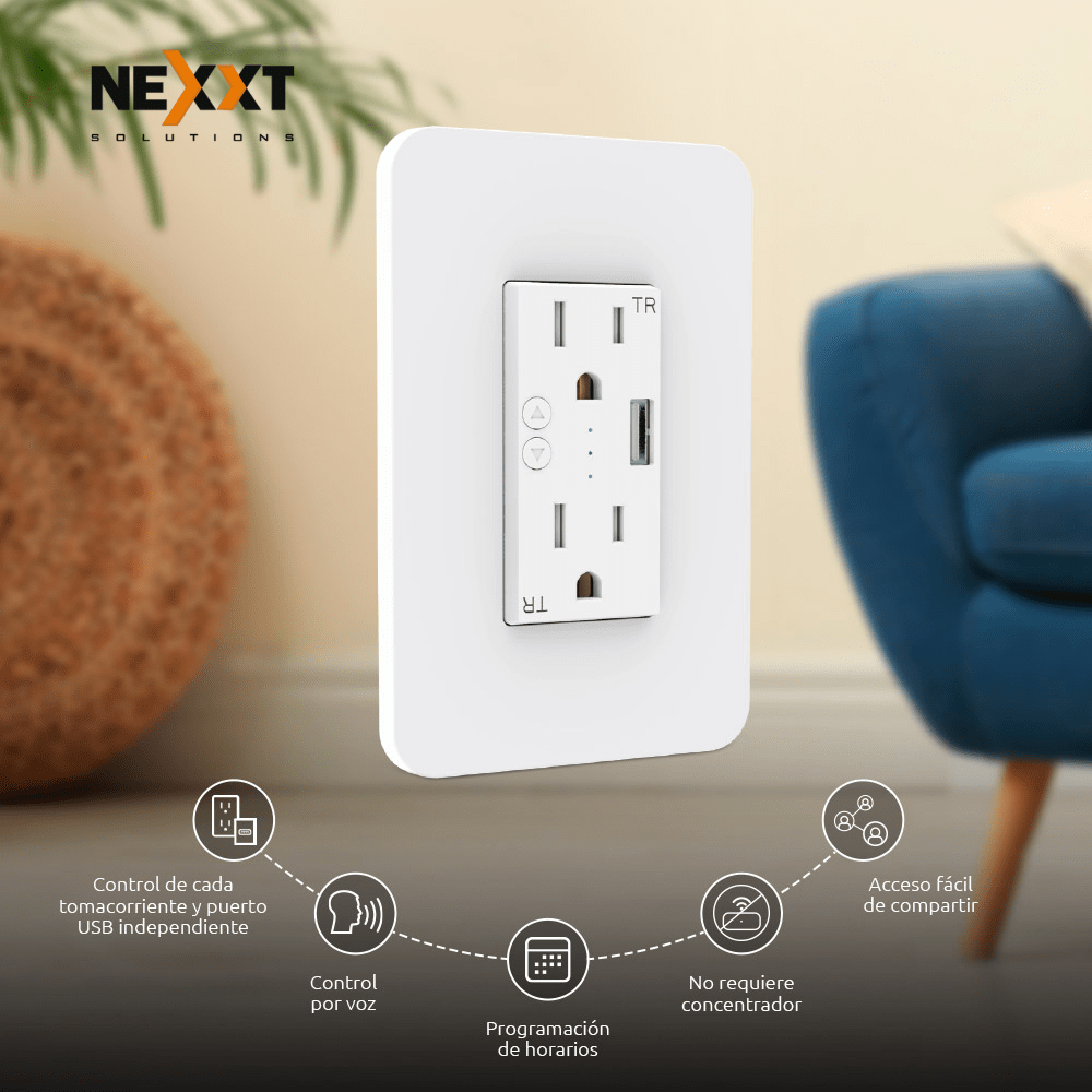 Enchufe Inteligente para Interior con Wi-Fi x 4 Puertos USB Nexxt - Utilex