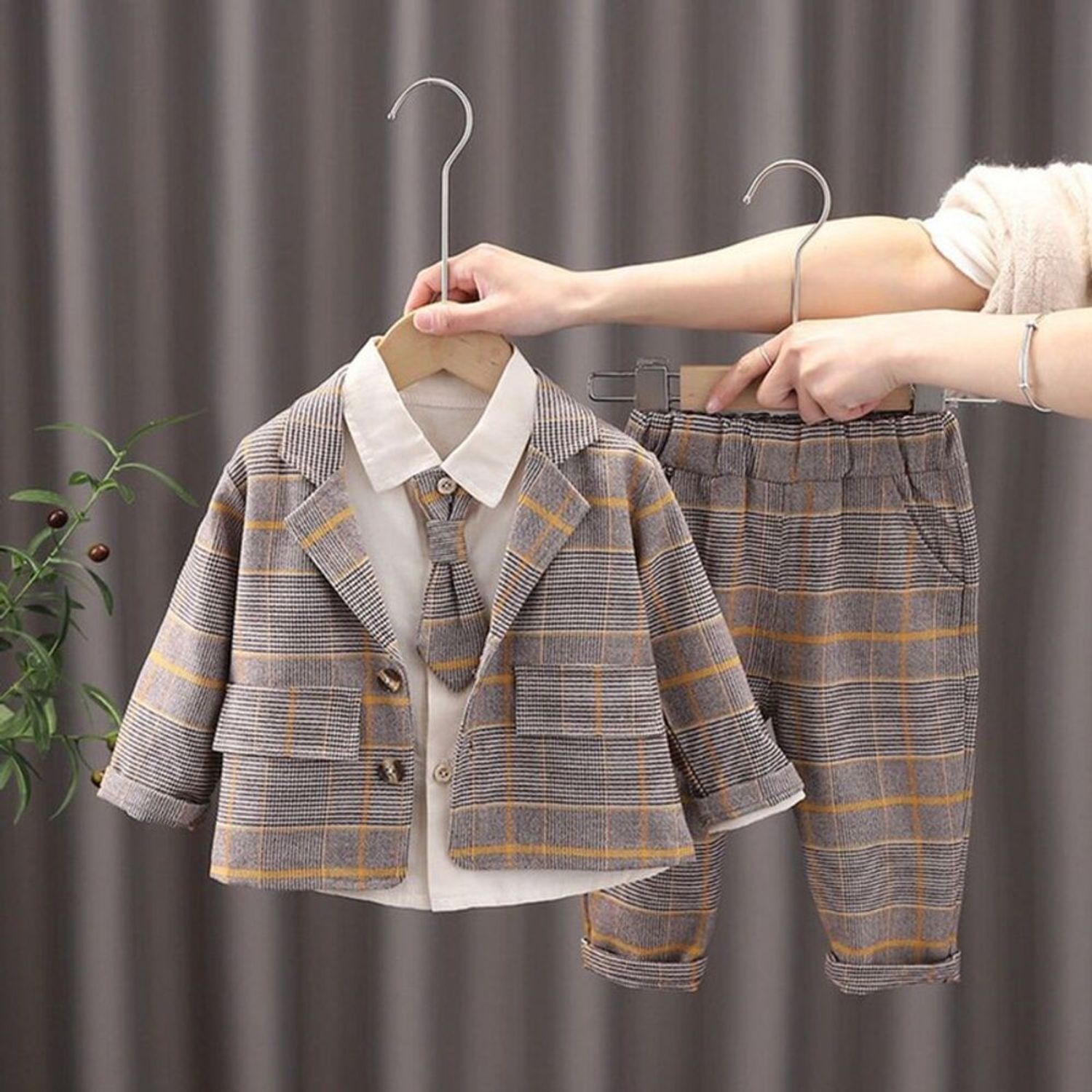 Ropa de Niño Formal de 3 piezas Abrigo + Pantalon + Camisa Talla 12-24M Color  Taupe | Oechsle - Oechsle