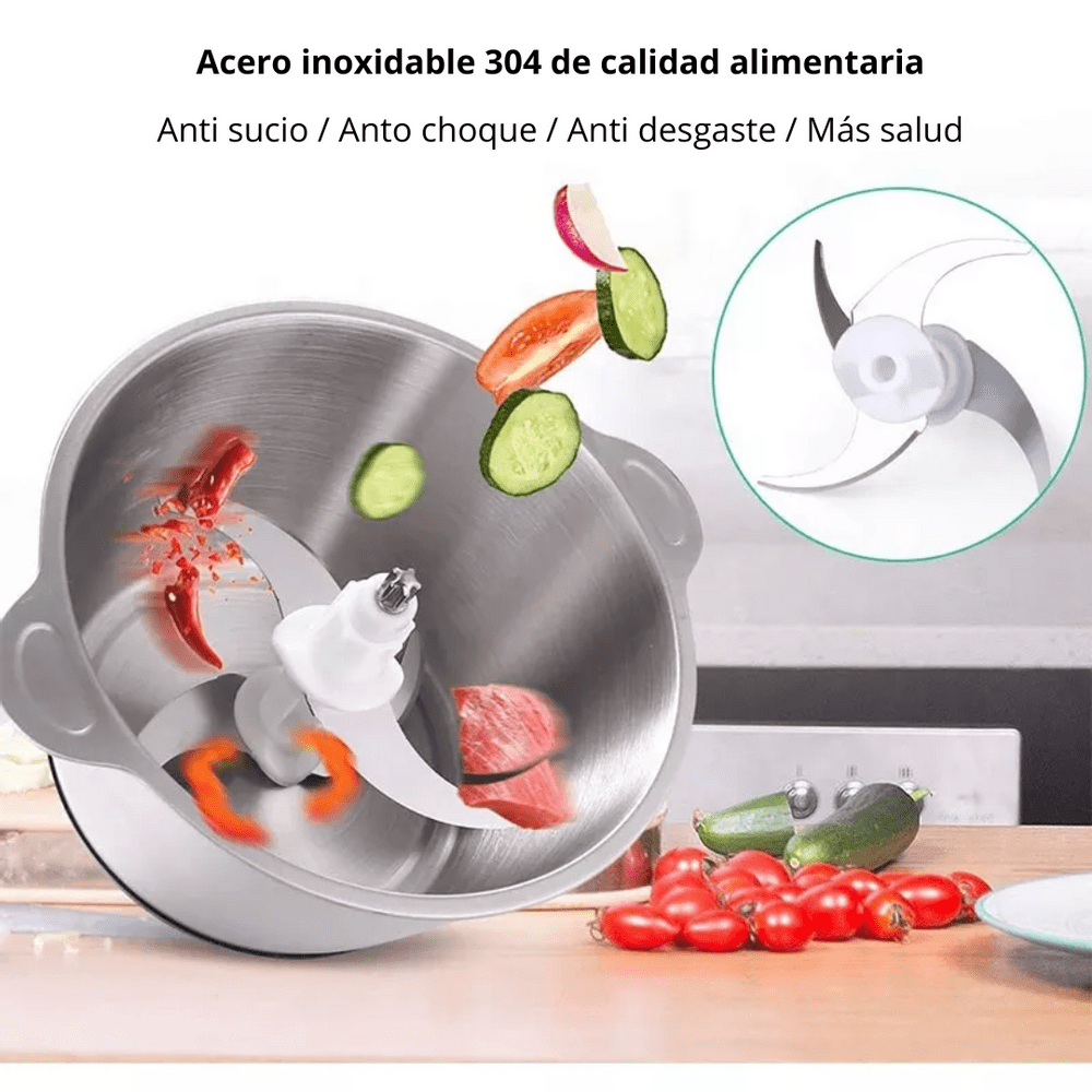 Triturador Procesador de Carnes y Verduras 3L 1200W Acero