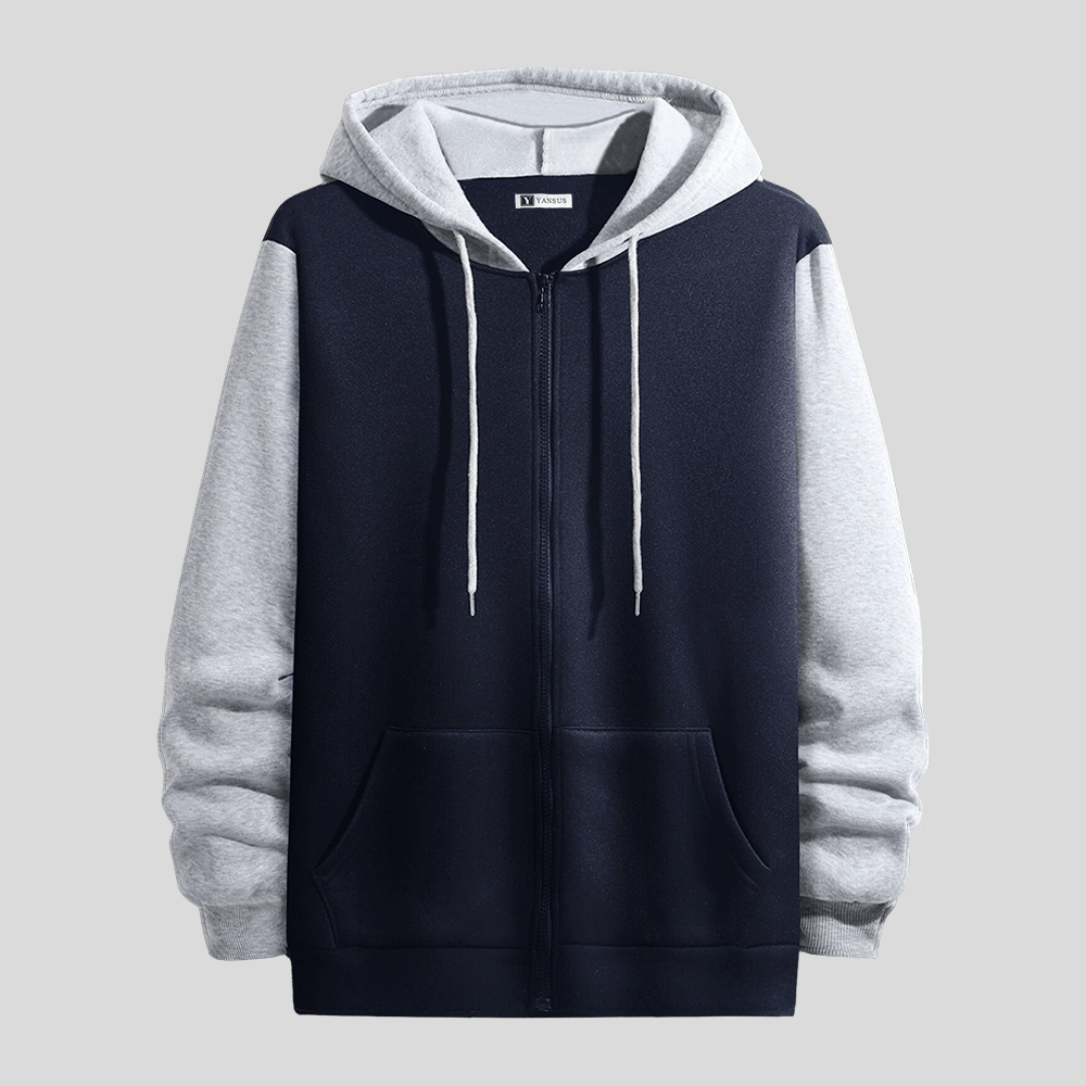 Capucha Polera Azul Marino Mujer Polera Hombre Bicolor Yansus Azul