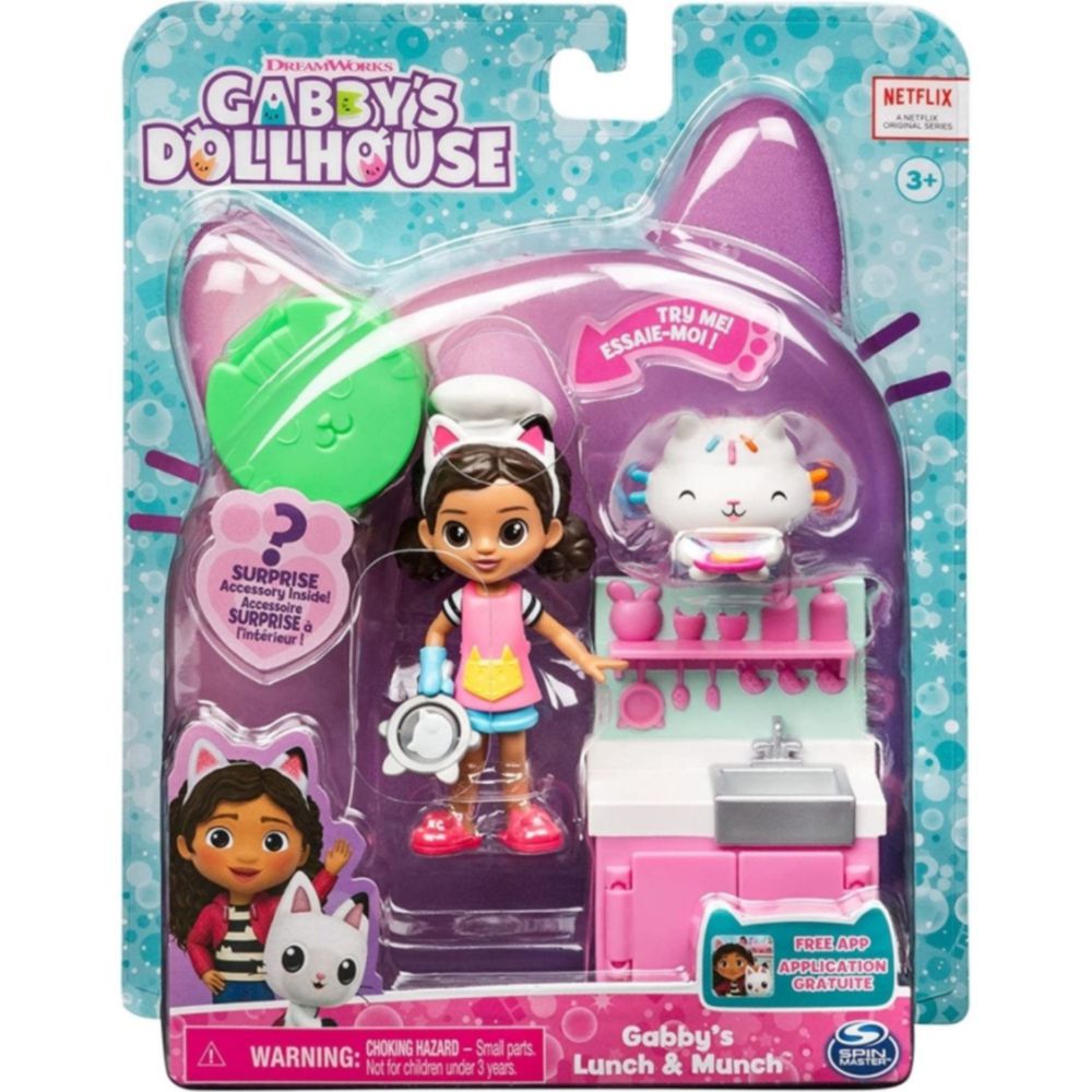 Gabby’s Dollhouse, Casa de Muñecas con 2 Figuras de Juguete, 8 Muebles, 3  Accesorios, 2 Cajas Sorpresa y Sonidos, Juguetes para niños y niñas a  Partir