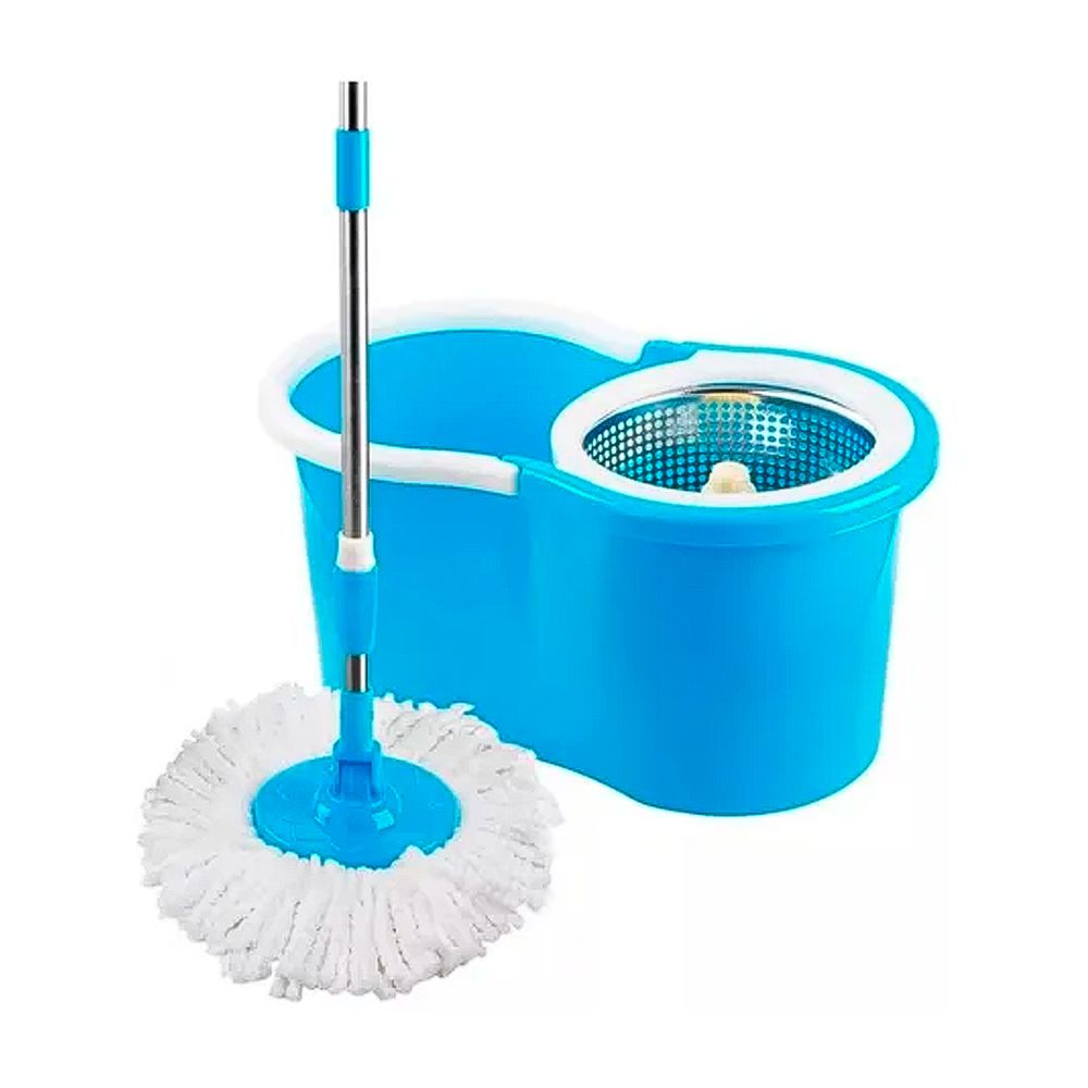 Trapeador Escurridor Giratorio 2 Mopas Acero Celeste