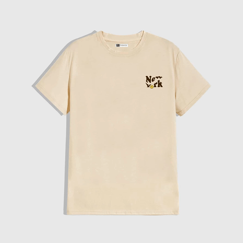 Polo Hombre Yansus Beige con Estampado Letra Beige L Oechsle