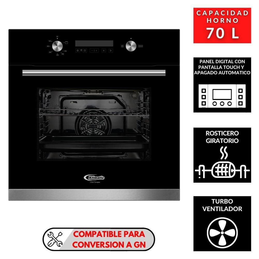 Horno Empotrable A Gas Klimatic Bonn Negro