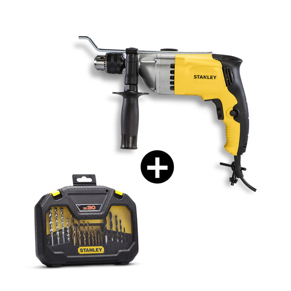 COMBO Taladro 800W + Set de accesorios Stanley