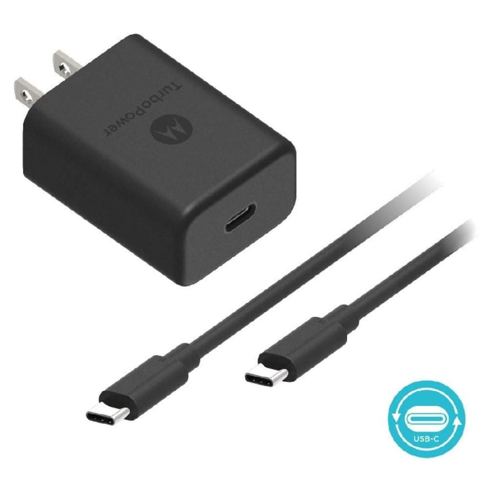 Cargador Motorola Turbo Power 27W Tipo C Carga Rápida Q C 4.0 Negro
