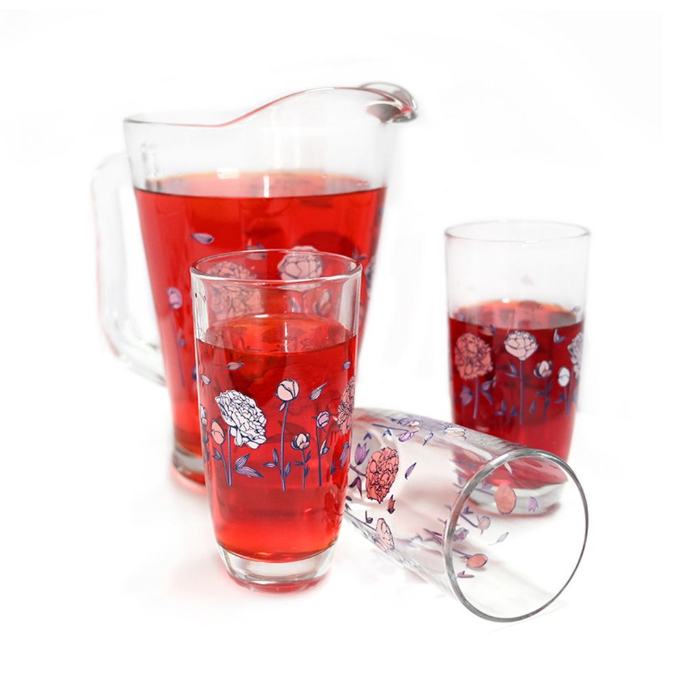 Juego de Jarra más Vasos Crisa Blossom 5 Piezas