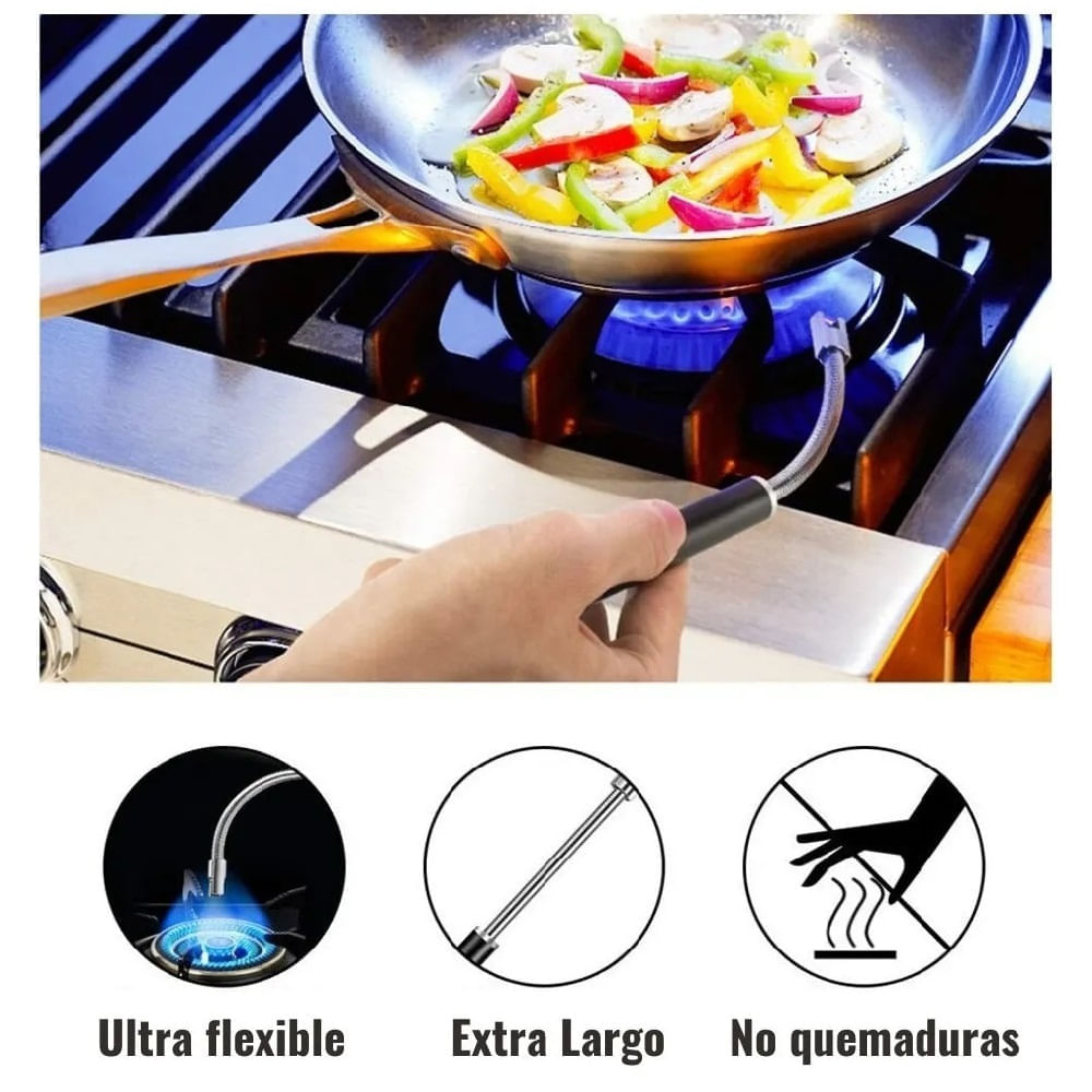 Encendedor Eléctrico para cocina, parrillas - Recargable Usb con Flex 360°