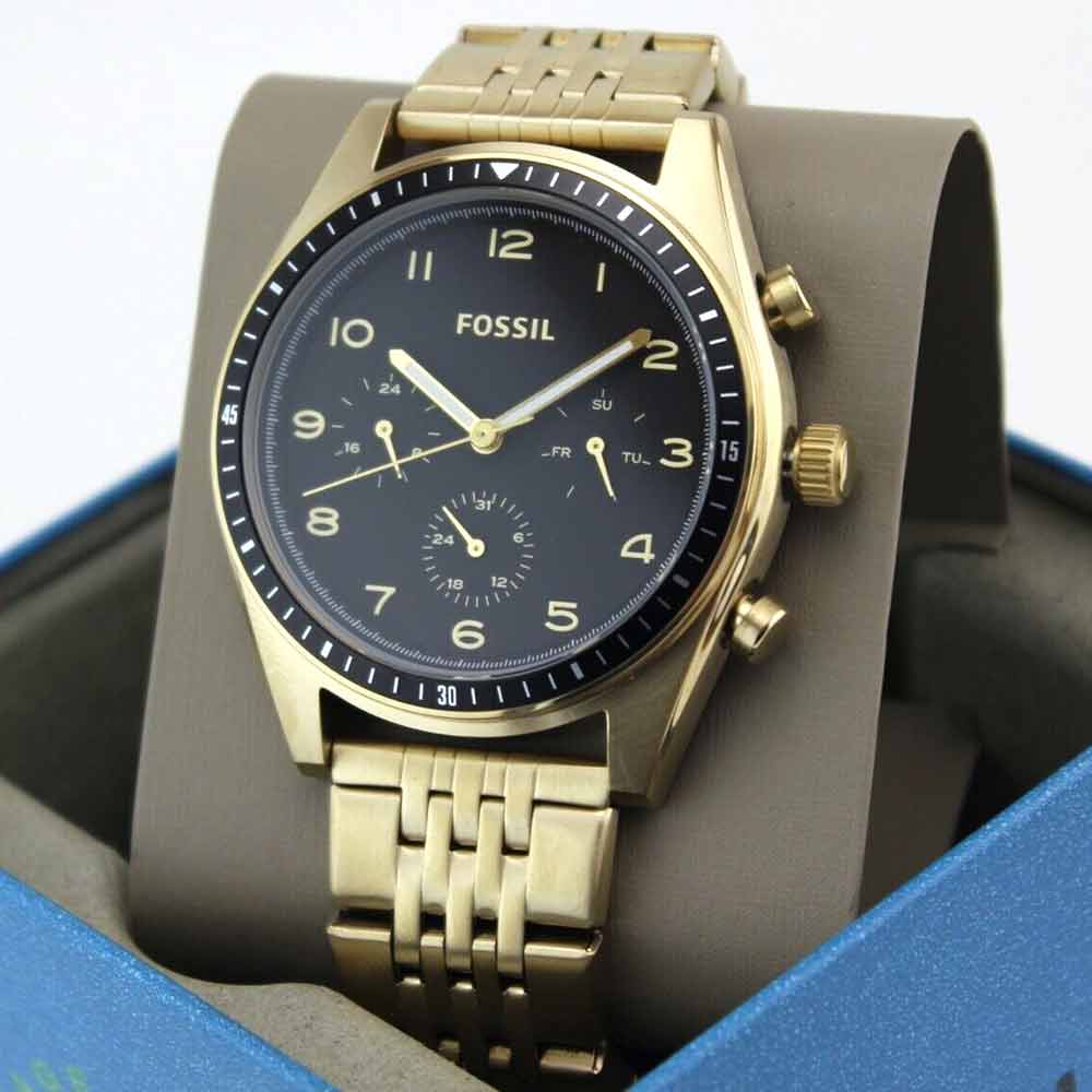 Reloj Fossil Wilkin BQ2617 Multifuncional Para Hombre Acero Inoxidable Dorado Negro