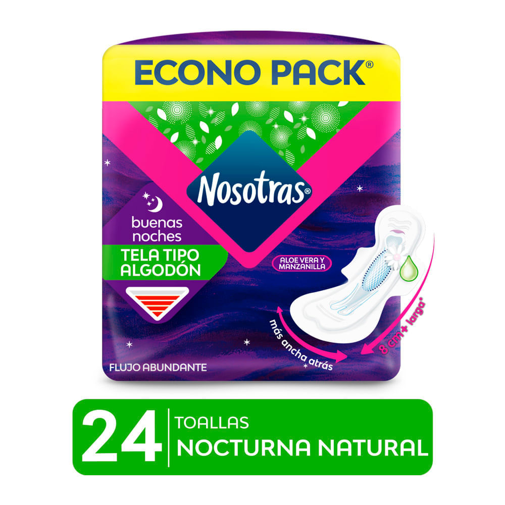 Pack x4 Toallas higiénicas Nosotras Buenas Noches Natural24u