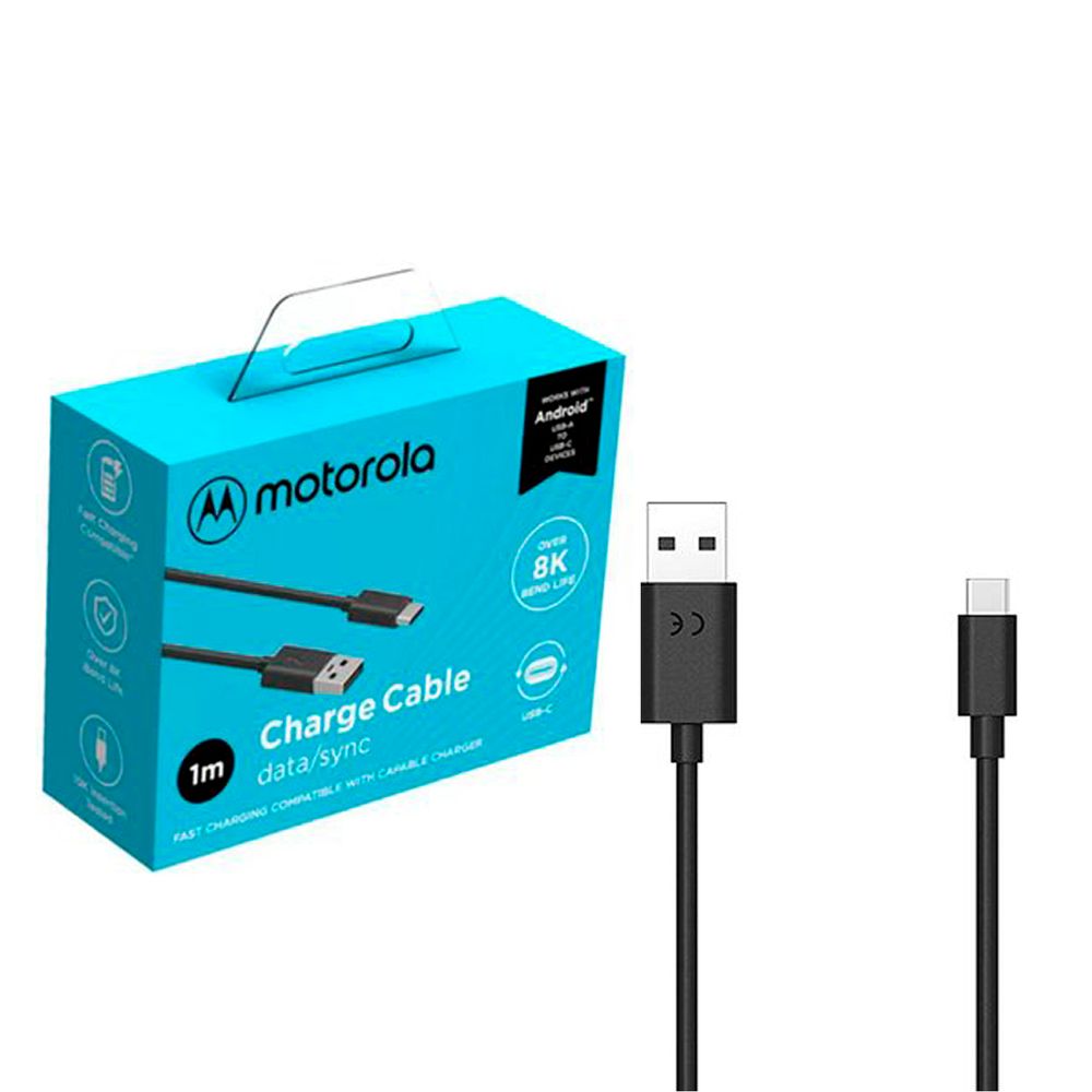 Cable Motorola de Carga y Datos Usb-A a Usb-C, 1m Negro