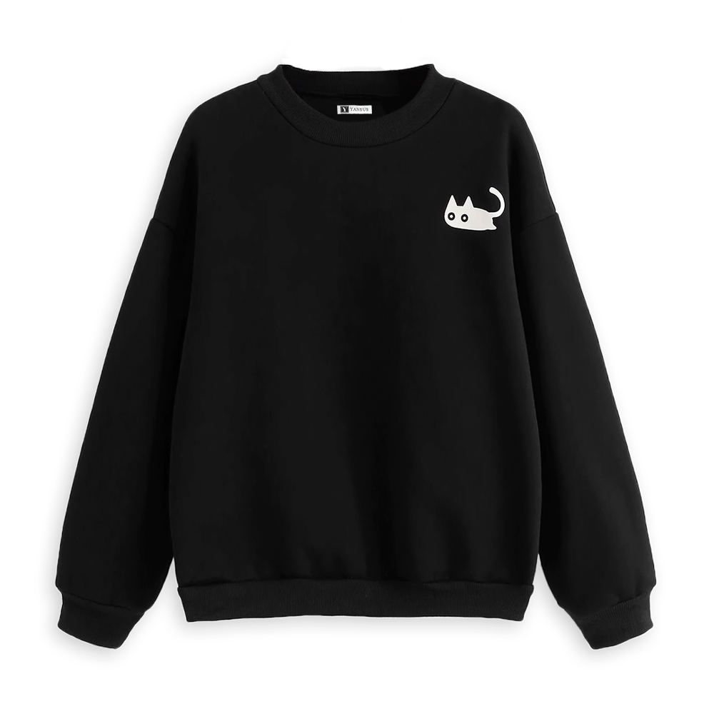 Polera Hombre Yansus Negro Estampado Gato Negro L Oechsle Oechsle