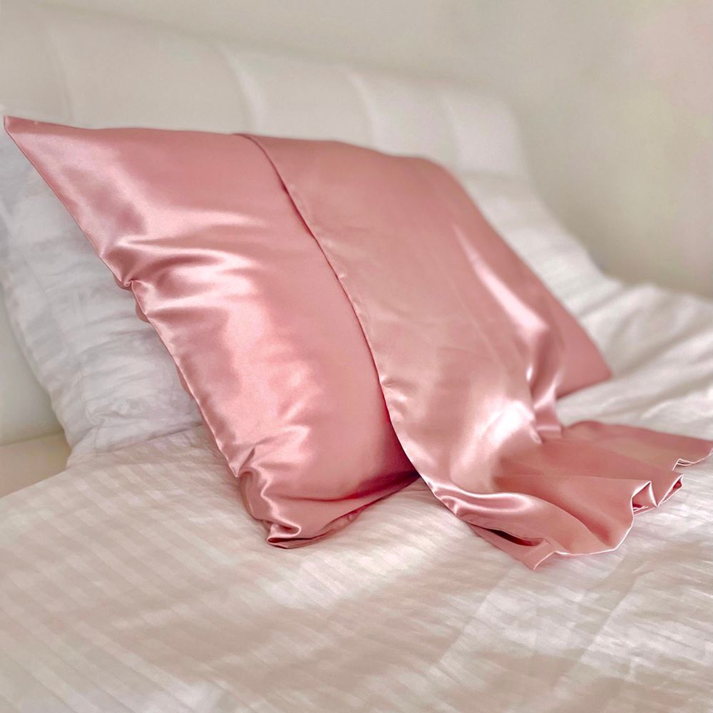 Funda de Almohada Seda Satinada Rosado Idecor Home Para Cuidado