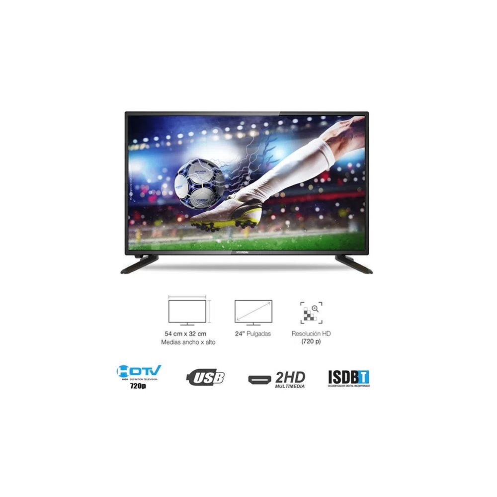 Televisor HYUNDAI LED 24"" HD con Señal Digital HYLED247D Negro