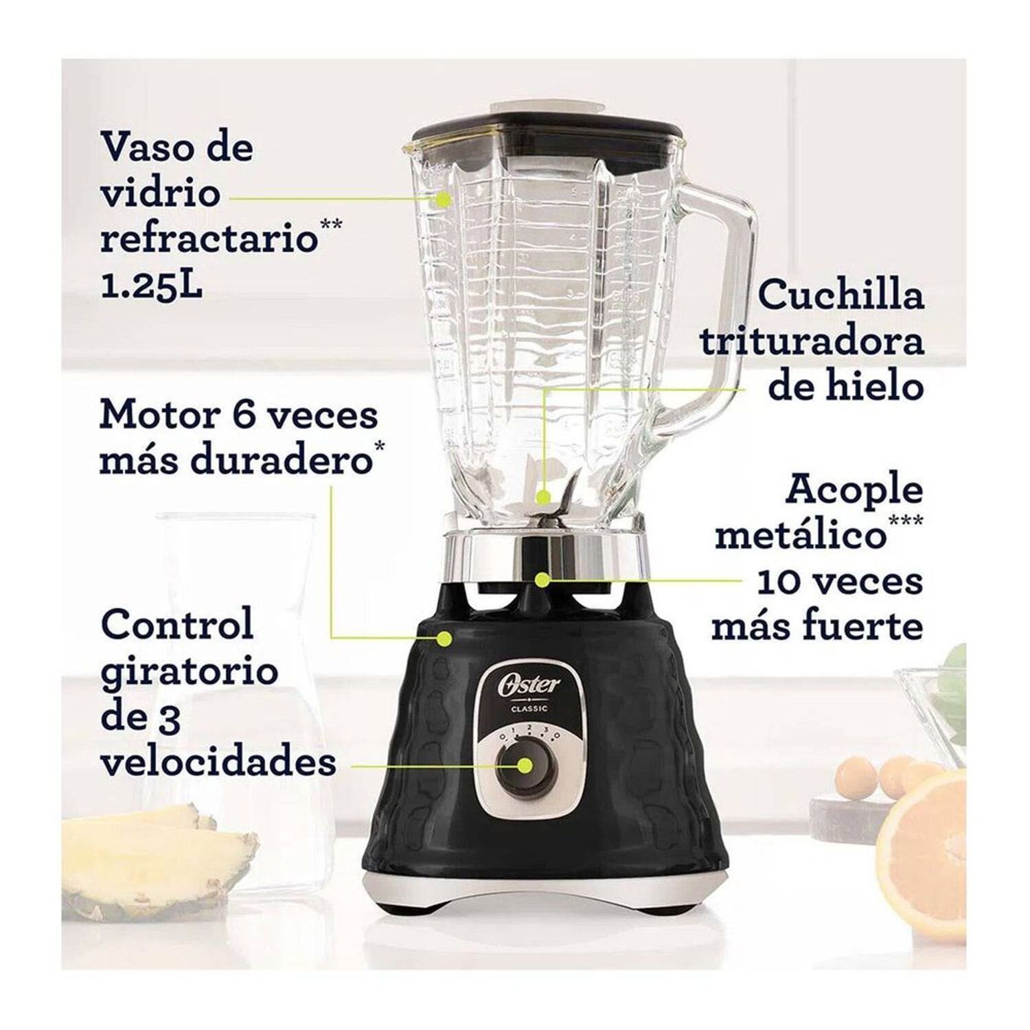 Licuadora Black + Decker Base metal 10 Velocidades Jarra vidrio 1.25L