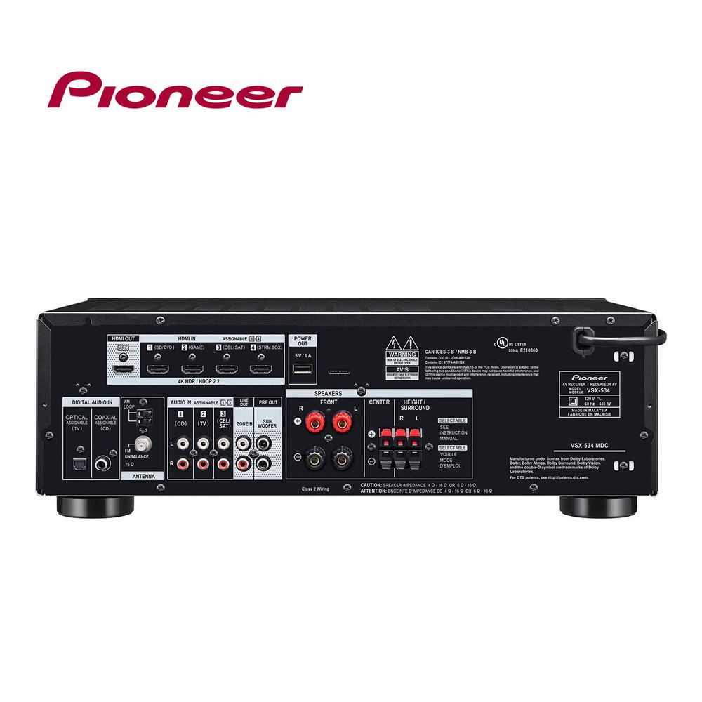 Amplificador Pioneer VSX-534 Receptor AV 5.2 Canales 4k C/bluetooth Version  USA-Negro