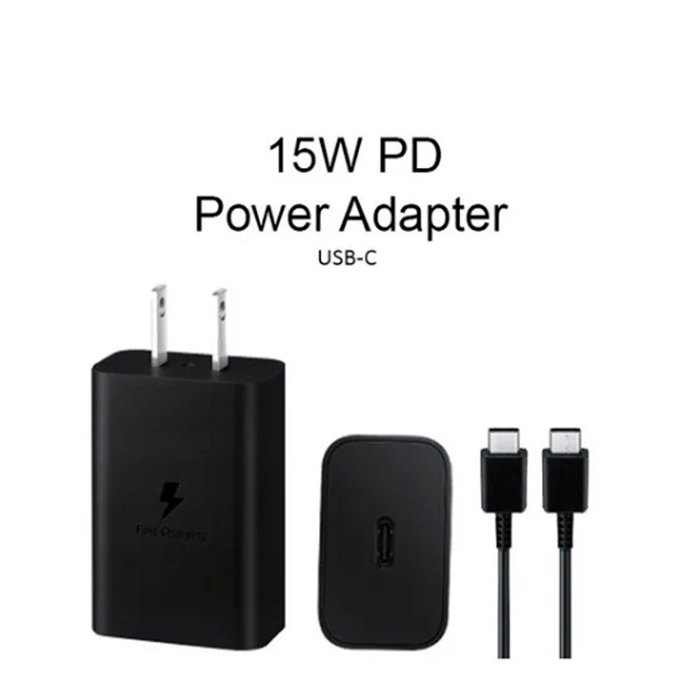 Cargador de pared Samsung c/cable Carga Rápida (15w) 2amps Usb-C a Usb-C Negro