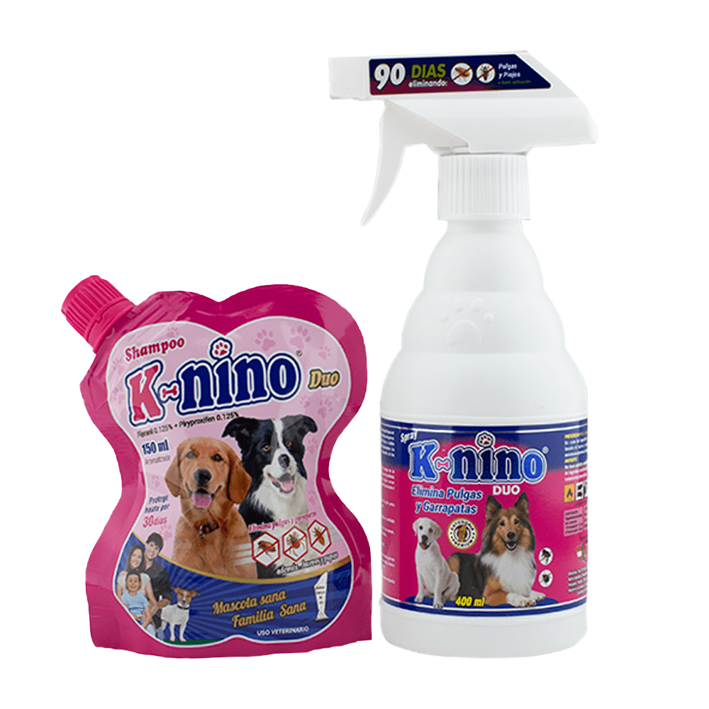 Spray AntiPulgas para Perros y Gatos 400Ml Garrapatas K-nino + Shampoo |  Oechsle - Oechsle