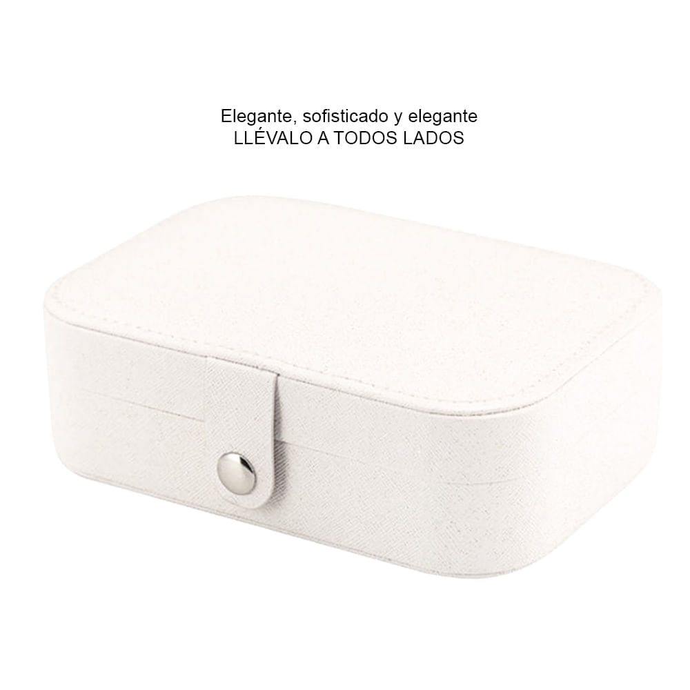 Maletín Estuche Organizador Joyero De Viaje Collar Aretes Anillos Blanco