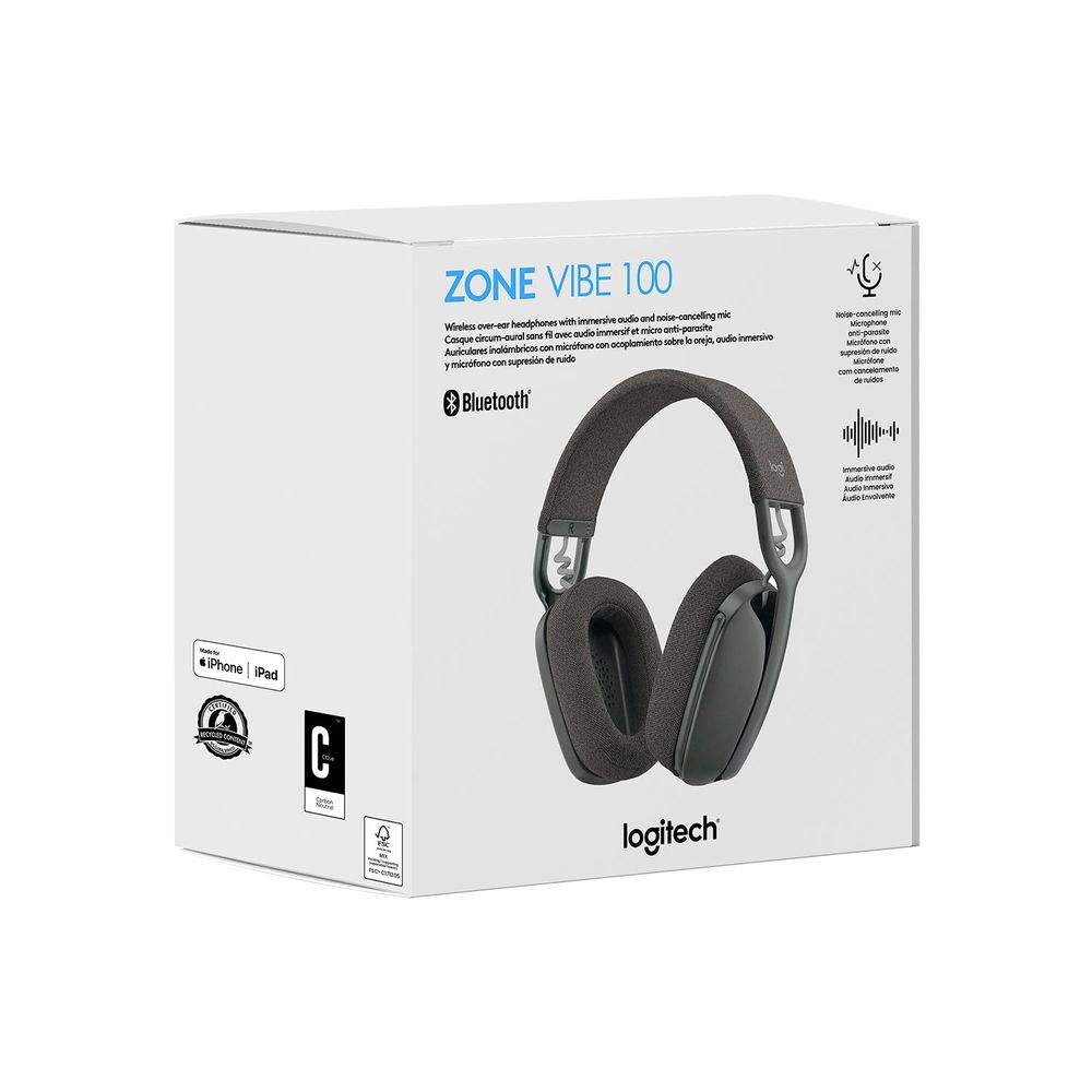 Auriculares Logitech Zone Vibe 100 Bluetooth Gris - 981-001214 I Oechsle -  Oechsle