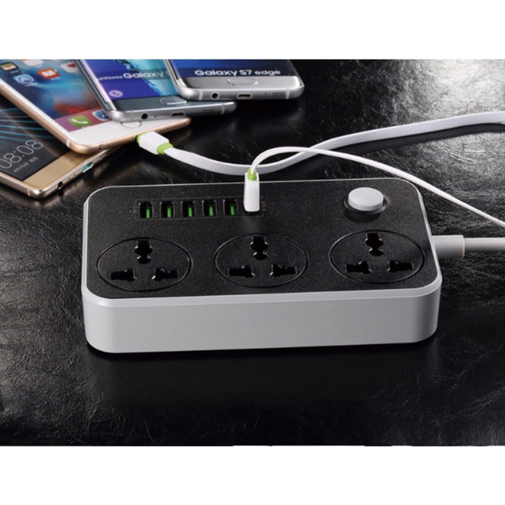 Extensión De Enchufe Sofisticado 6 USB 3 Power Socket Tomacorriente  Universal Easy&Home