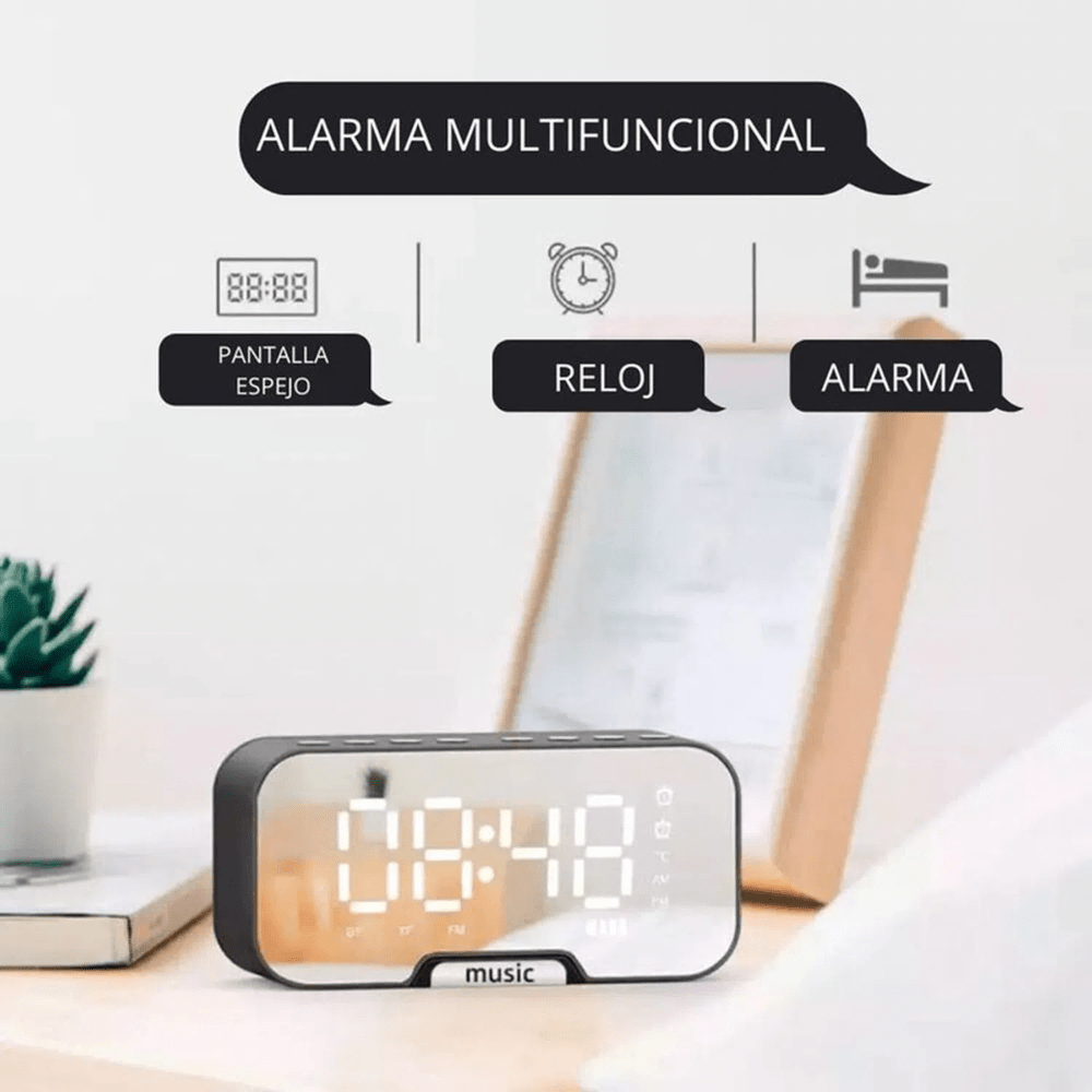 GENERICO Radio Reloj Despertador Digital Parlante Bluetooth Rosa