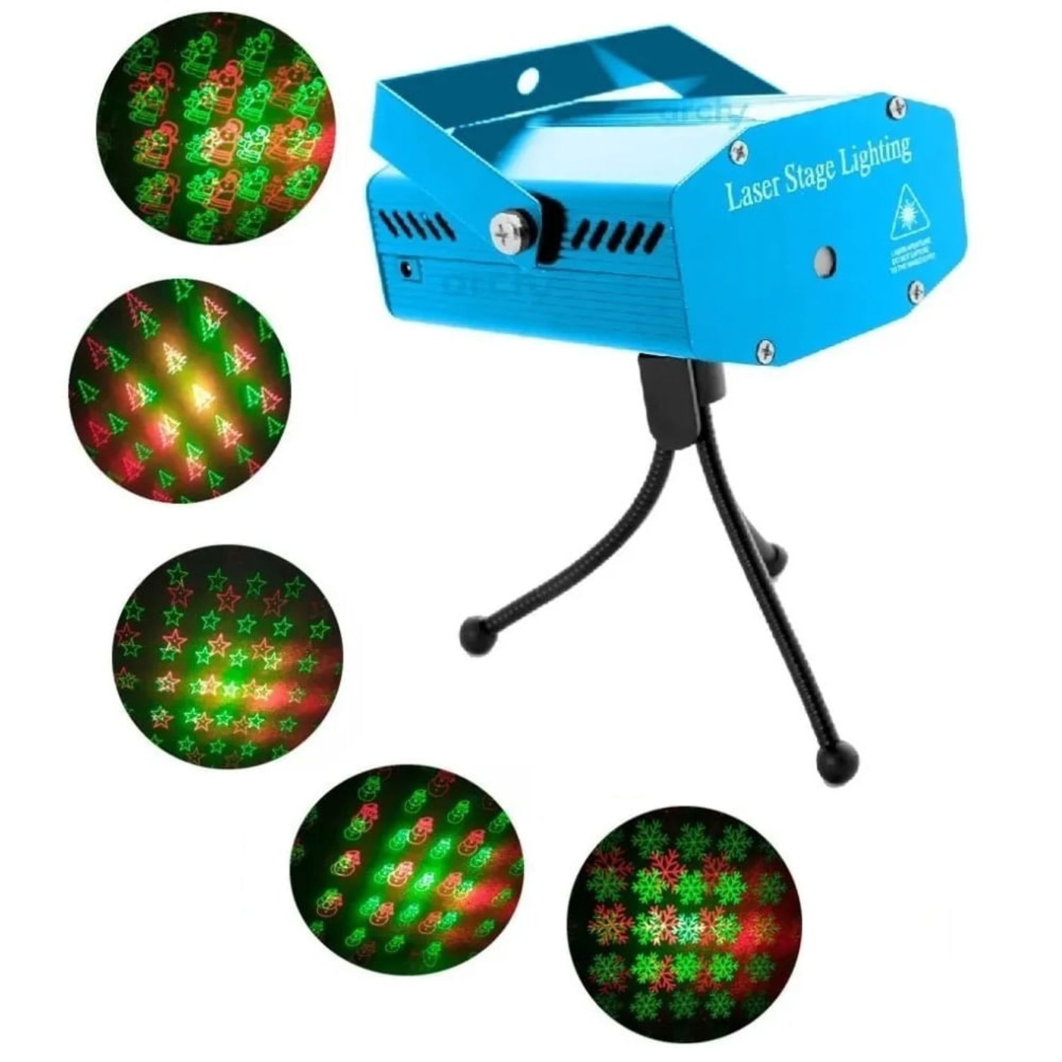 Mini Proyector Laser Rojo y Verde Audioritmico Con Figuras Navideñas I  Oechsle - Oechsle