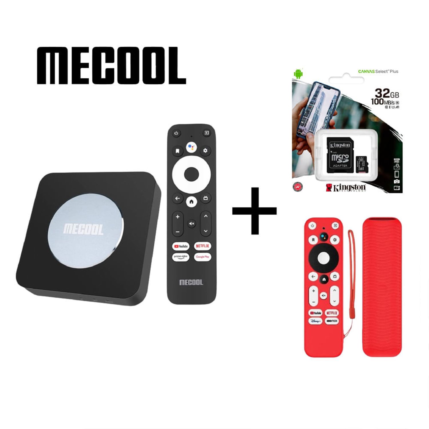 Mecool KM2 Plus Android TV 11 + Funda roja protectora para mando