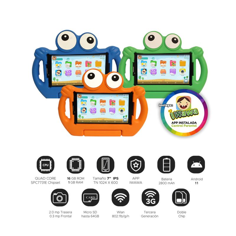 Tablet-Puppets-Kids-Pad-1GB-RAM-16GB-ROM-Pantalla-7--Naranja