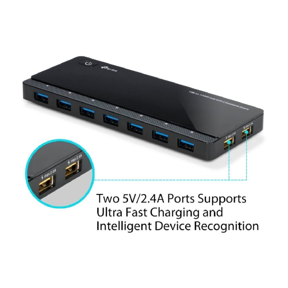Hub Tp Link de 7 Puertos + 2 de Carga USB 3.0 Adaptador - UH720
