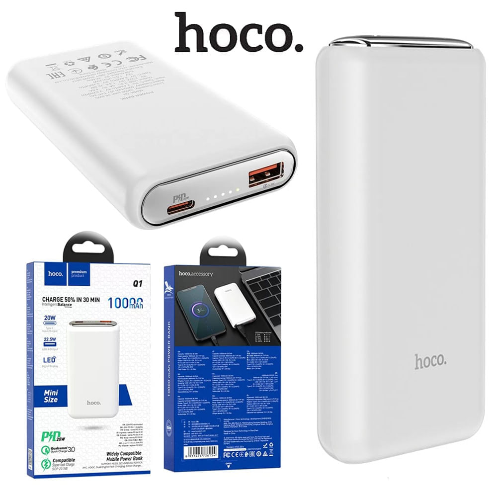 Power Bank Hoco Q1 10.000mAh PD3.0 QC 3.0 USB 22.5w Tipo C 20W