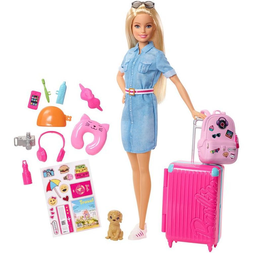 Muñeca Barbie y Accesorios Viaje