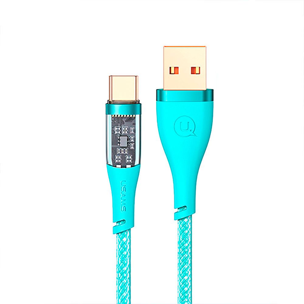 Cable Celular Type-C a USB 66W 1.2m Tejido ICY Menta