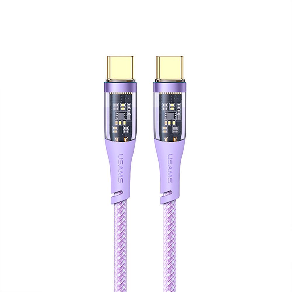 Cable Celular Type-C a Type-C PD 100W 1.2m Tejido ICY Lila