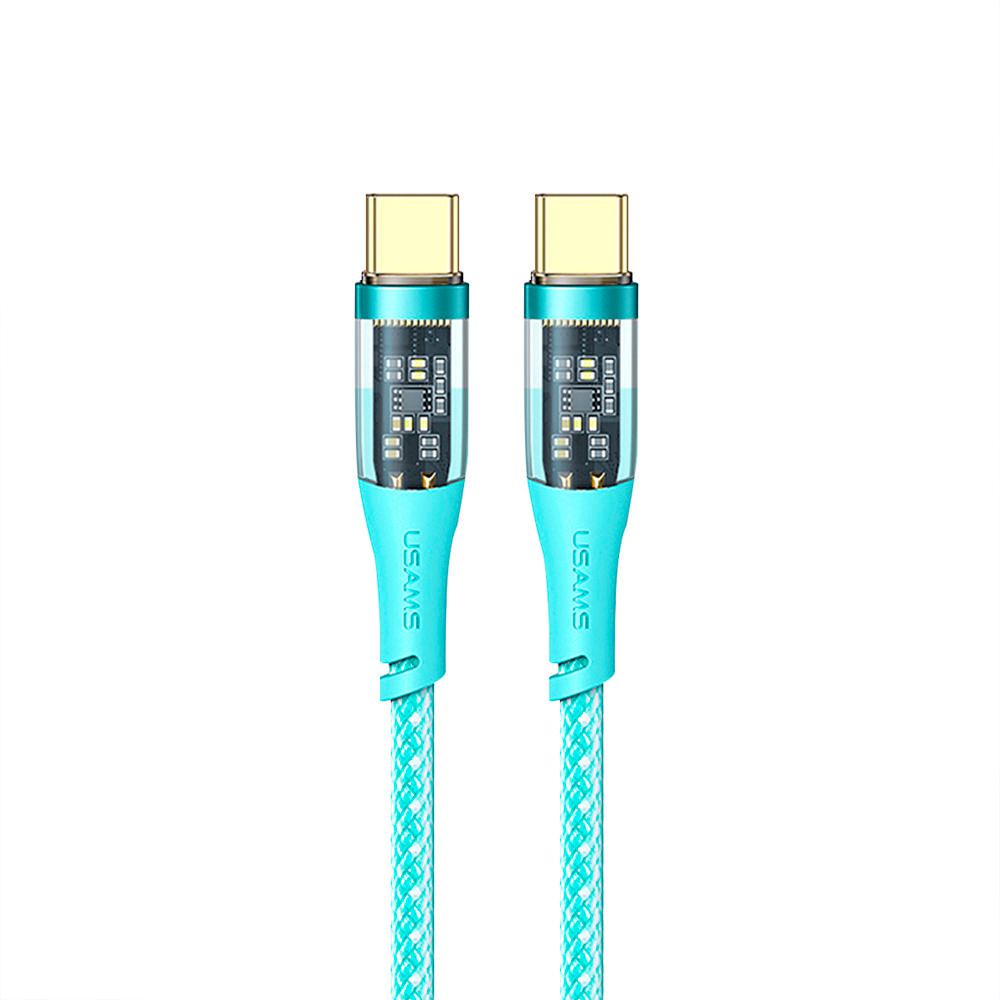 Cable Celular Type-C a Type-C PD 100W 1.2m Tejido ICY Menta